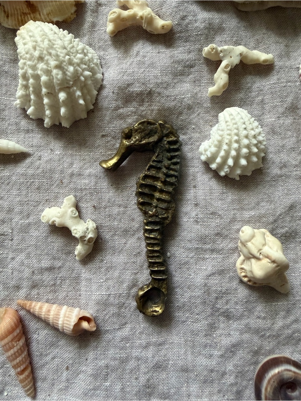 Seahorse Antique Brass Ornament - Marine Coastal Decor Accent